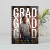 PhotoPop Bold Typography Graduation Party 箔招待状 (立ち正面)