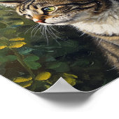 Photoreal Cat & Flowers | Oil-Impressionist Art ポスター (角)