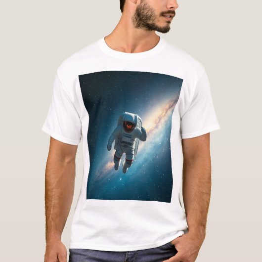 Photorealistic Astronaut in Deep Space Galaxy Tシャツ (正面)