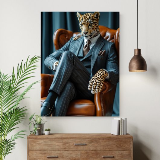 Photorealistic Bossy Leopard Digital Art Poster ポスター