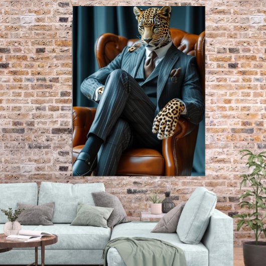 Photorealistic Bossy Leopard Digital Art Poster ポスター