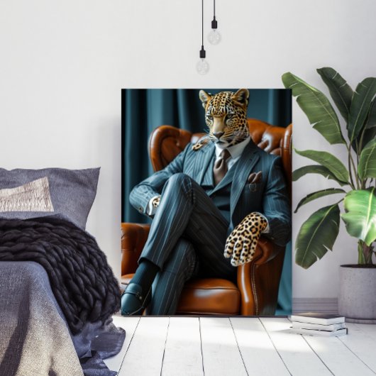 Photorealistic Bossy Leopard Digital Art Poster ポスター
