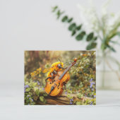 Photorealistic Bumblebee Playing Double Bass  ポストカード (スタンド正面)