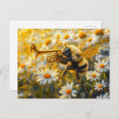 Photorealistic Bumblebee Playing Trumpet in Front  ポストカード (正面/裏面)