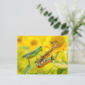 Photorealistic Grasshopper Playing Saxophone ポストカード (スタンド正面)