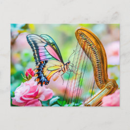 Photorealistic Swallowtail Butterfly Playing Harp  ポストカード