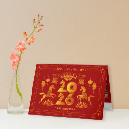 Photos 2026 Red Gold Horse Chinese New Year シーズンカード