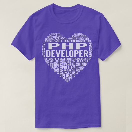 Php開発者ハート Tシャツ (デザイン正面)