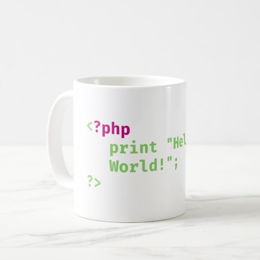 php -プリントhello world - Coding Pun コーヒーマグカップ (正面左)