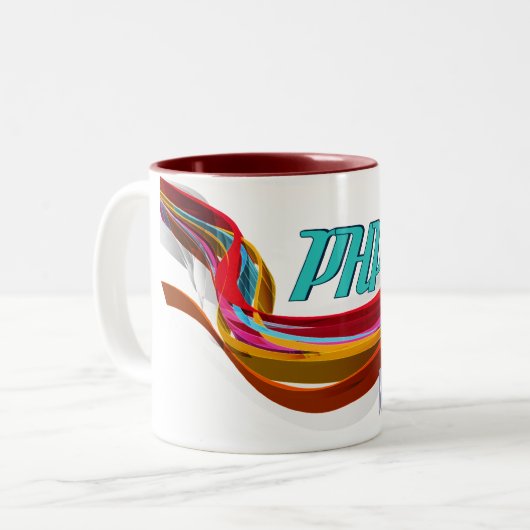 PHP-赤いオレンジ灰色は波を滑らかにします ツートーンマグカップ (正面左)