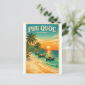 Phu Quoc Island, Vietnam retro travel ポストカード (スタンド正面)