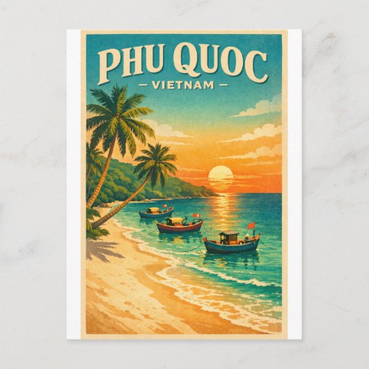 Phu Quoc Island, Vietnam retro travel ポストカード (正面)