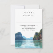 Phuket Thailand Elegant Watercolor Wedding 出欠カード (正面)