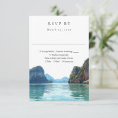 Phuket Thailand Elegant Watercolor Wedding 出欠カード (スタンド正面)