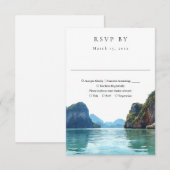Phuket Thailand Elegant Watercolor Wedding 出欠カード (正面/裏面)