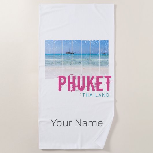 Phuket Thailand Vintage Beach Panorama Souvenir ビーチタオル (正面)