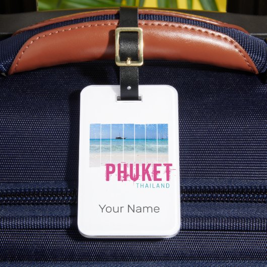 Phuket Thailand Vintage Beach Panorama Souvenir ラゲッジタグ (正面インサイチュ2)