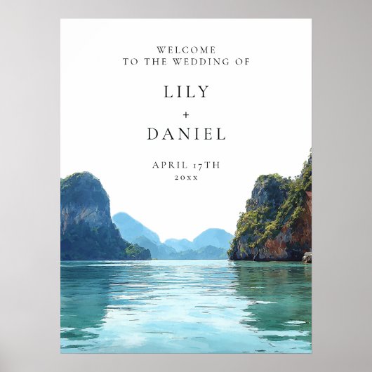 Phuket Thailand Wedding Welcome Sign ポスター (正面)