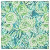 PHUNKY PHRESHの緑の水のBohoの花柄の水彩画 ファブリック (見本)