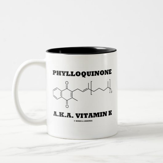 Phylloquinoneの別名ビタミンK (化学分子) ツートーンマグカップ (左)
