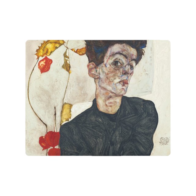 Physalisのセルフポートレート | Egon Schiele | メタルプリント (正面)