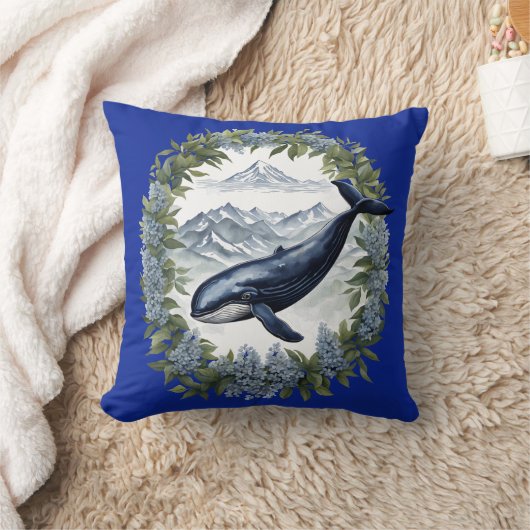 Physeter macrocephalus Whale With Mountain Laurel クッション (ブランケット)