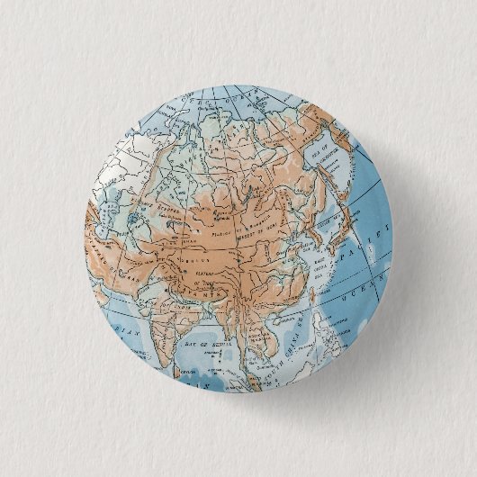 Physical Map of Asia (1916) 缶バッジ (正面)