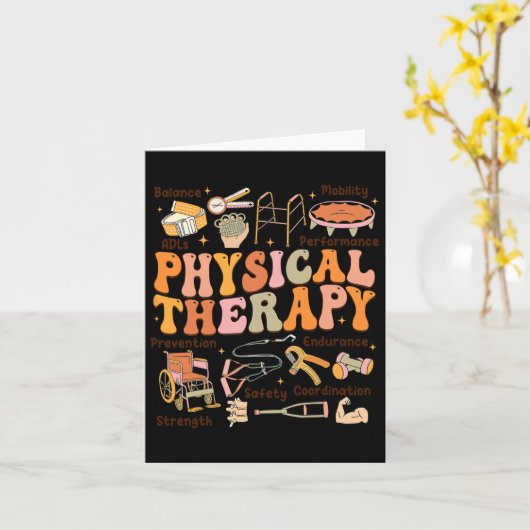 Physical Therapist Pt Pta Fall Thanksgiving Physic カード (黄色い花)