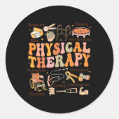 Physical Therapist Pt Pta Fall Thanksgiving Physic ラウンドシール (正面)