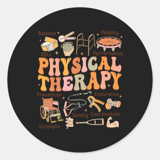 Physical Therapist Pt Pta Fall Thanksgiving Physic ラウンドシール (正面)