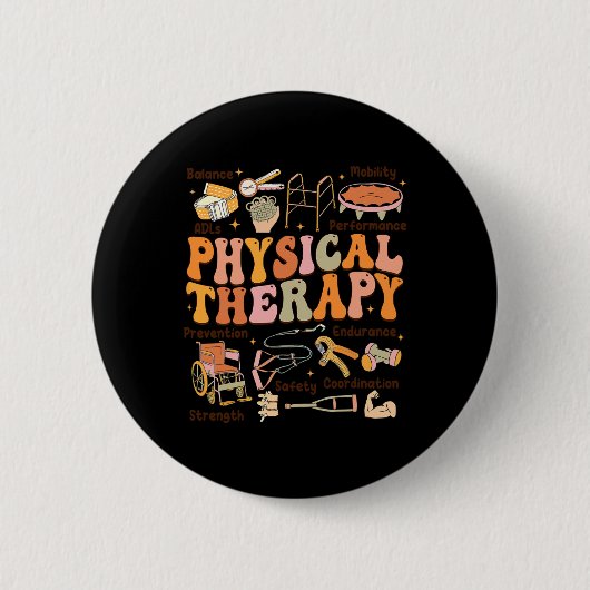 Physical Therapist Pt Pta Fall Thanksgiving Physic 缶バッジ (正面)