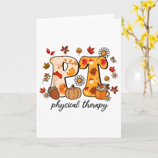Physical Therapist Shirt Pt Fall Thanksgiving Autu カード (黄色い花)