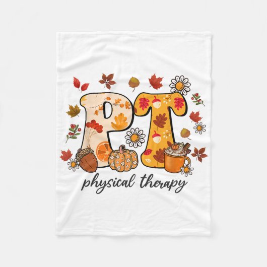 Physical Therapist Shirt Pt Fall Thanksgiving Autu フリースブランケット (正面)