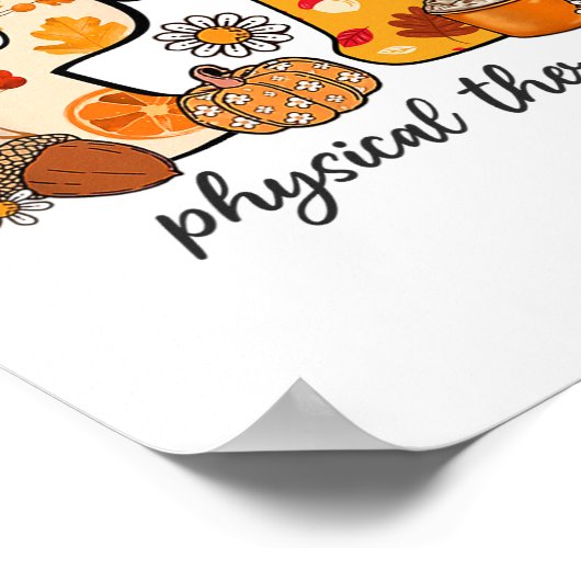 Physical Therapist Shirt Pt Fall Thanksgiving Autu ポスター (角)