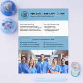 Physical Therapy Clinic Blue Logo Photo QR チラシ (シングル)