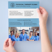 Physical Therapy Clinic Blue Logo Photo QR チラシ (手)