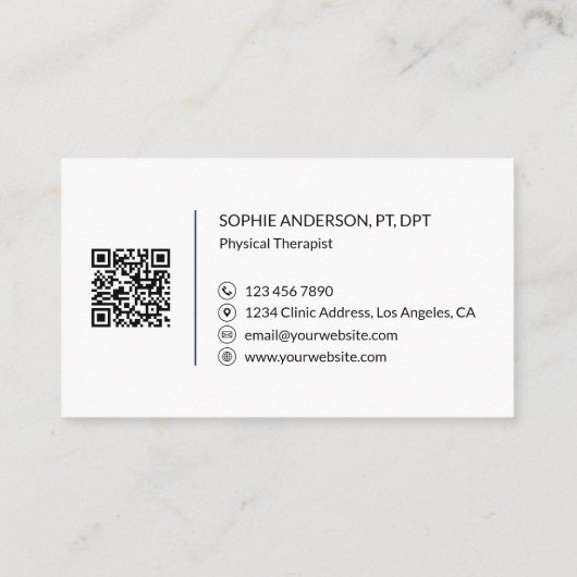 Physical Therapy Clinic Custom Logo QR Code 名刺 (裏面)