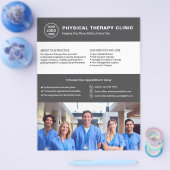 Physical Therapy Clinic Logo Photo QR グレー チラシ (シングル)