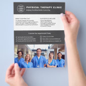 Physical Therapy Clinic Logo Photo QR グレー チラシ (手)