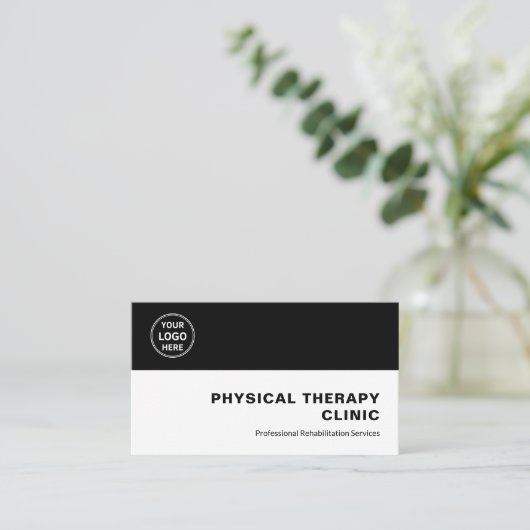 Physical Therapy Clinic Professional Logo QR Black 名刺 (スタンド正面)