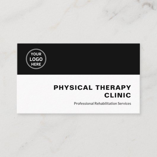 Physical Therapy Clinic Professional Logo QR Black 名刺 (正面)