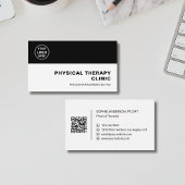 Physical Therapy Clinic Professional Logo QR Black 名刺