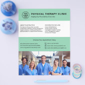 Physical Therapy Clinic Soft Green Logo Photo QR チラシ (シングル)