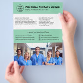 Physical Therapy Clinic Soft Green Logo Photo QR チラシ (手)