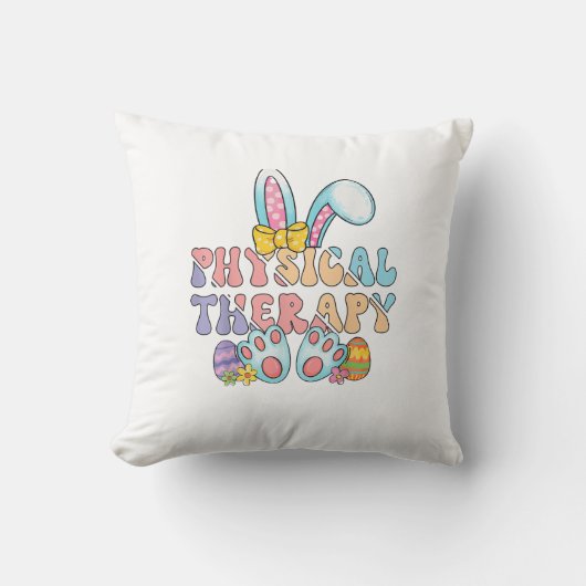 Physical Therapy Happy Easter Bunny Eggs PT Therap クッション (正面)