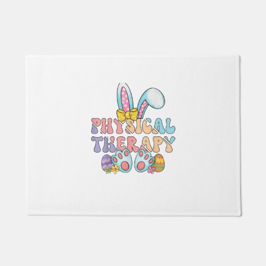Physical Therapy Happy Easter Bunny Eggs PT Therap ドアマット (正面)