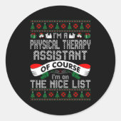 Physical Therapy Istant On Nice List Christmas  ラウンドシール (正面)