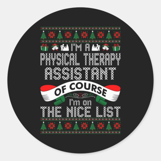 Physical Therapy Istant On Nice List Christmas ラウンドシール (正面)