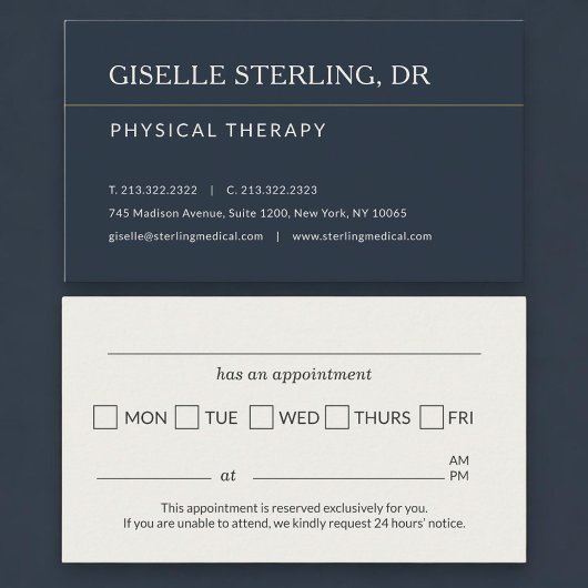 Physical Therapy Office Appointment Reminder 予約カード