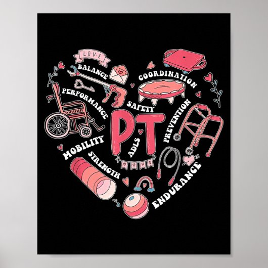 Physical Therapy Pt Valentine Heart Shape Physical ポスター (正面)